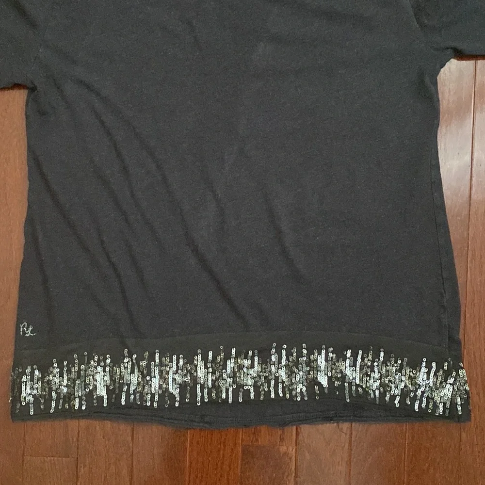 Ralph Lauren 3/4 Sleeve Grey Sparkle Trim Shirt